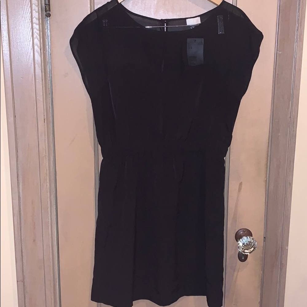 H&M Black illusion top elastic waist dress size 10